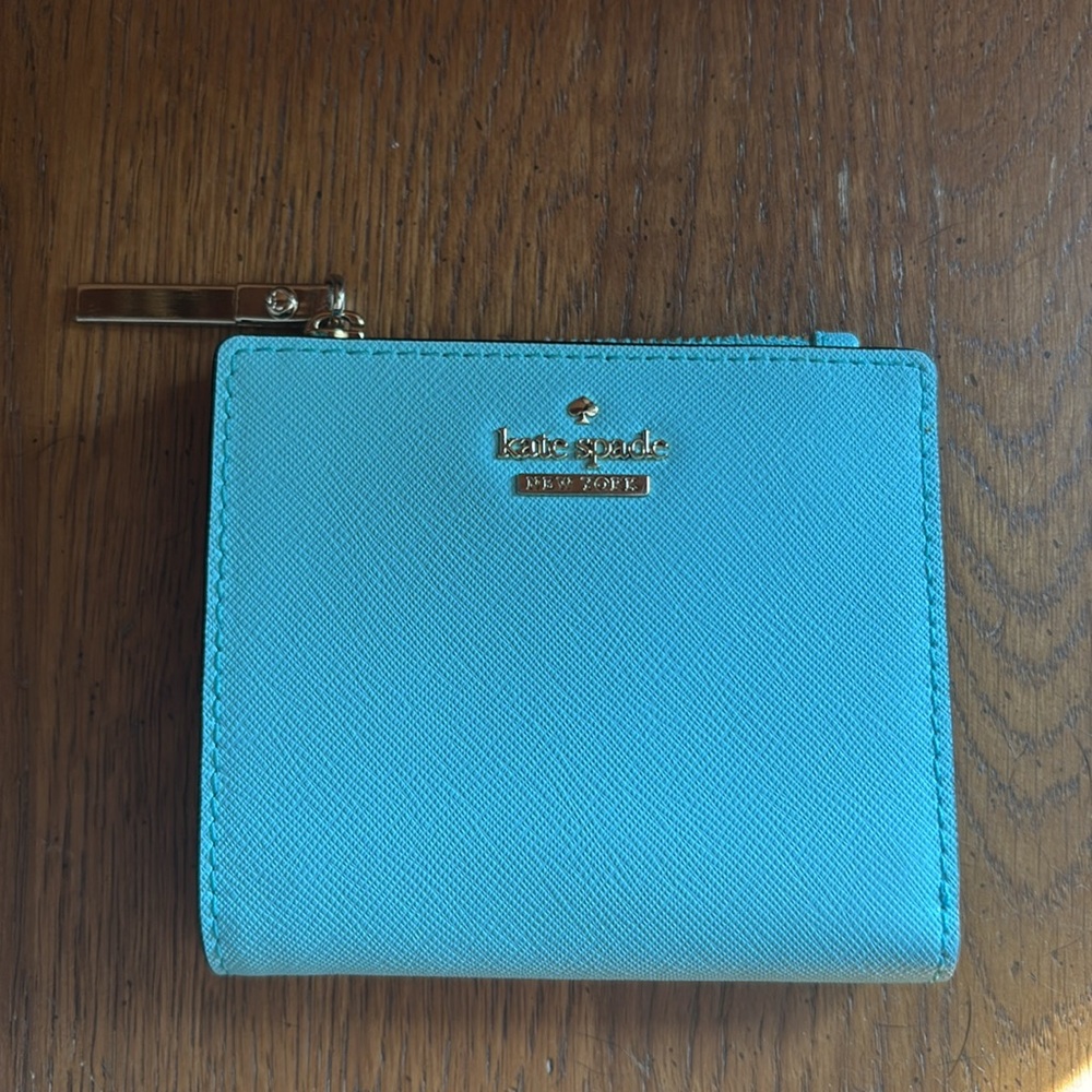 Kate Spade Blue Leather Wallet with Gold Accents - Picture 2 of 7